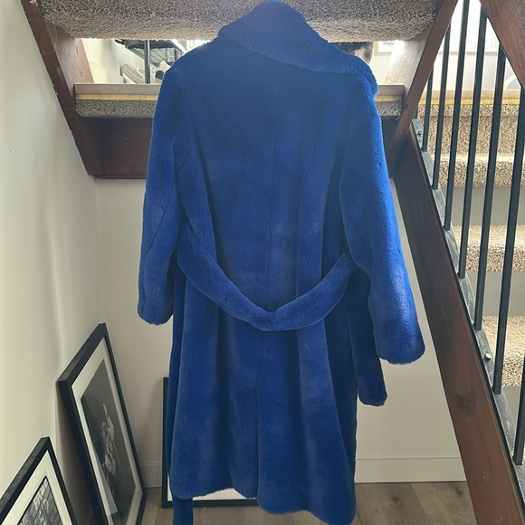 COS blue ultramarine Faux Fur Coat XS - Picture 3 of 4